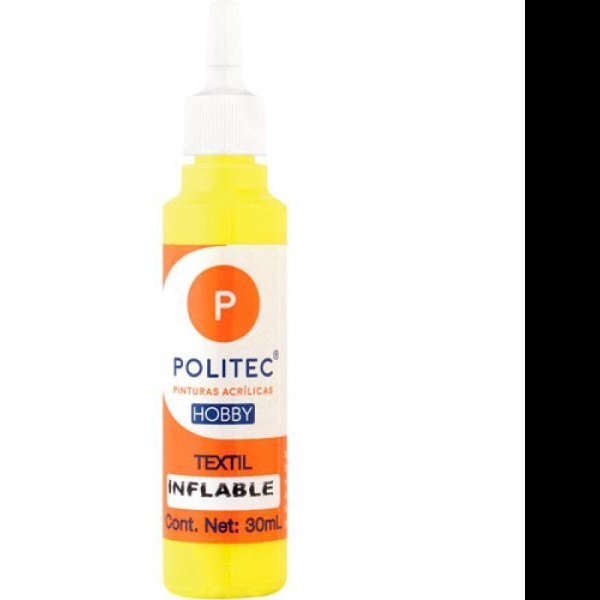 PINTURA TEXTIL INFLABLE 30ML POLITEC AMA. 401 PZA